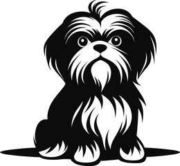 silhouette character shih tzu dog,cute logo.