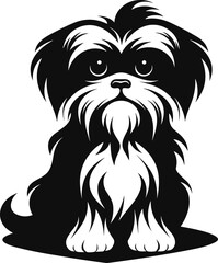 silhouette character shih tzu dog,cute logo.