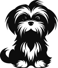 silhouette character shih tzu dog,cute logo.