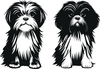 silhouette character shih tzu dog,cute logo.