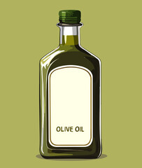 Bottle of craft olive oil, AI generated cartoon