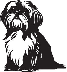 silhouette character shih tzu dog,cute logo.