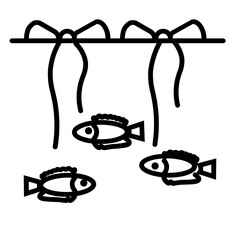 Fish in Water Icon and Illustration in Line Style