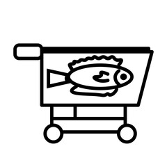 Fish Shopping Icon and Illustration in Line Style