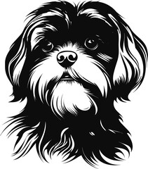 silhouette character shih tzu dog,cute logo.