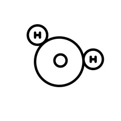 H2O or Hidrogen Icon and Illustration in Line Style