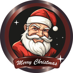 Santa Claus in red hat hand drawn vector artwork, logo, design, illustration