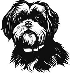 silhouette character shih tzu dog,cute logo.
