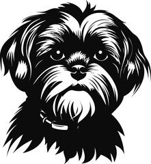 silhouette character shih tzu dog,cute logo.