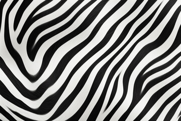 Fototapeta na wymiar The simple black and white striped pattern of a zebra texture fur illustration background. Generative AI.