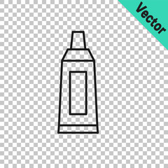 Black line Tube with paint palette icon isolated on transparent background. Vector