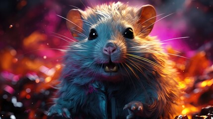 Angry Hamster. A Tiny Yet Feisty Rodent Displaying Discontent - obrazy, fototapety, plakaty