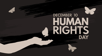 Human Rights Day on December 10th, banner, illustration, vector background - obrazy, fototapety, plakaty