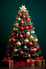 Beautifully decorated New Year tree. Holiday concept