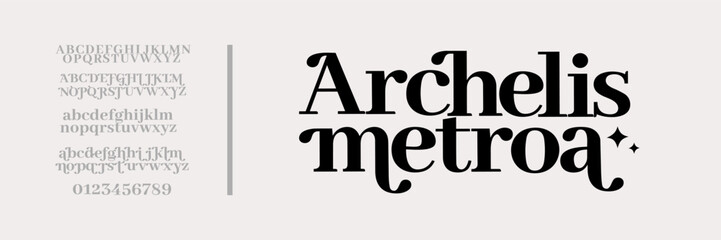 Elegant Font Uppercase Lowercase and Number. Classic Lettering Minimal Fashion Designs. Typography modern serif fonts regular decorative vintage concept. vector illustration