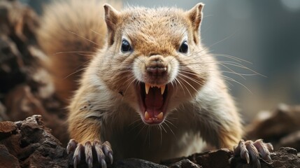 Irate Squirrel. A Fiery and Animated Rodent Displaying Discontent