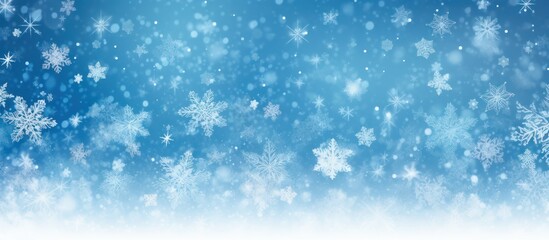 Fototapeta premium Christmas background on the white snowflakes background, copy space