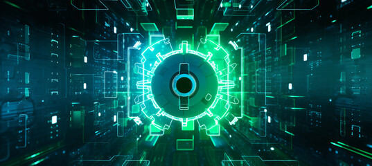 Cybersecurity, Data Protection, Programming, Web Security in Color Green and Blue