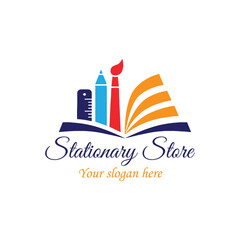 stationary shop logo design vector