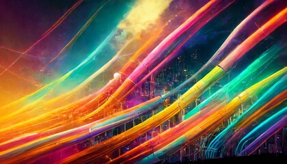 Abstract Colorful Cables Background Art Illustration