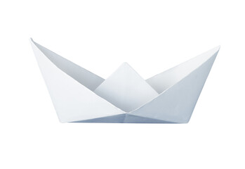 white origami paper boat isolated