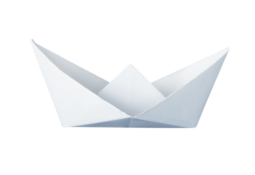 white origami paper boat isolated