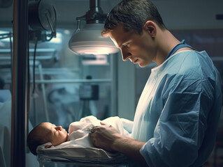 Doctor holding new born