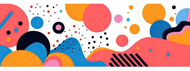 Colorful banner with abstract shapes.