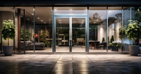 Glass Entrance and Side Lights in Modern Design. Generative AI - obrazy, fototapety, plakaty