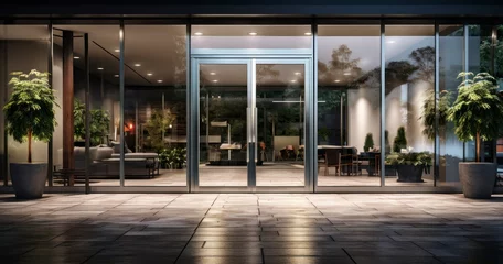 Fotobehang Glass Entrance and Side Lights in Modern Design. Generative AI © Gasspoll
