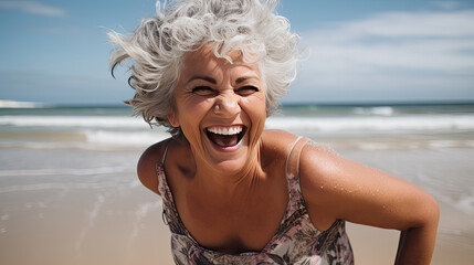 Why should older people not have fun in old age? Here at the beach, I feel the joy of life