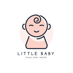 little baby or child logo design creative outline design modern and flat
