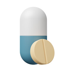 3d rendering of medicine tablets and capsules