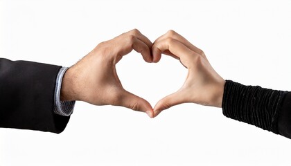 Hands making a heart shape on a white isolated background - obrazy, fototapety, plakaty