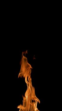 Looping Flames with an Alpha Channel. Slow Motion. Vertical Video.