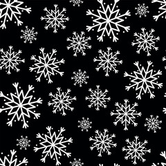 Chaotic snowflakes seamless pattern, repeating pattern of Christmas wrapping paper