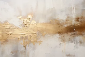 Foto op Plexiglas Metallic gold paint on a textured white surface background © kasha_malasha