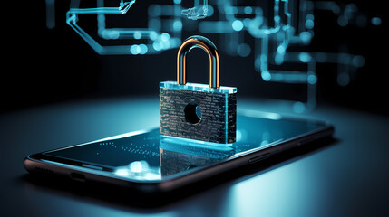 Cyber-Sicherheit und Datenschutz für Handy mit Schloss-Schutz