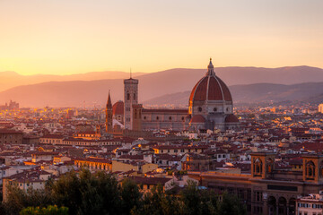 Fototapeta na wymiar View of Florence during sunset 