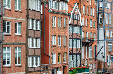 Architectural detail, facade of buildings in Hamburg, Germany