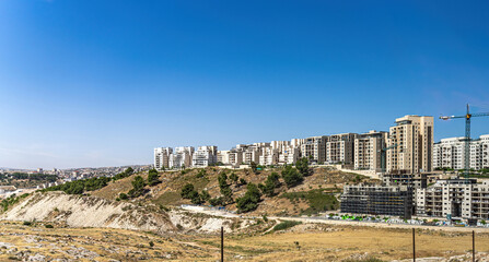 Construction of Israeli Settlements in the west bank - obrazy, fototapety, plakaty