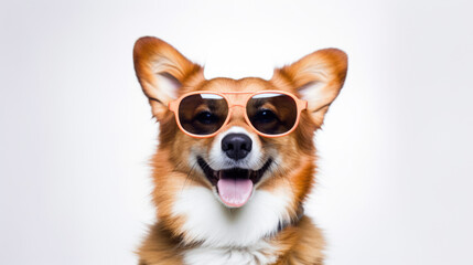 Corgi's playful personality shines against a clean white background.