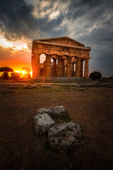 Temple in Paestum during a wonderful sunset