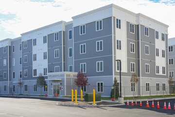 exterior view of new built rental apartment buildings