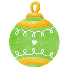 light green ornament bauble watercolor painting illustration