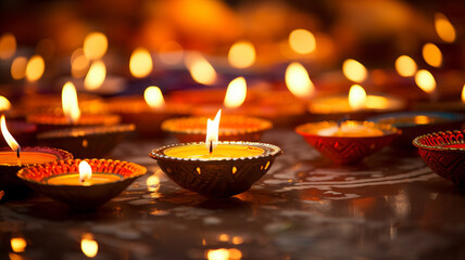 Diwali, Deepavali or Dipavali celebration, Indian festival of lights background