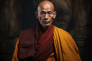 Buddhist monk asian man dressed in traditional clothes