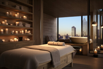 Fototapeta premium Massage table in a modern spa salon