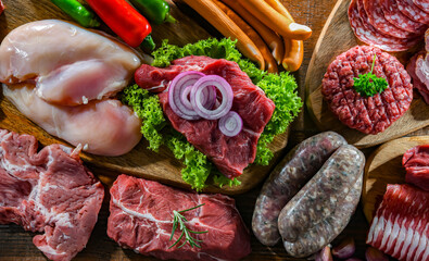 Composition with a variety of meat products