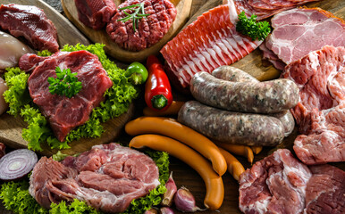Composition with a variety of meat products